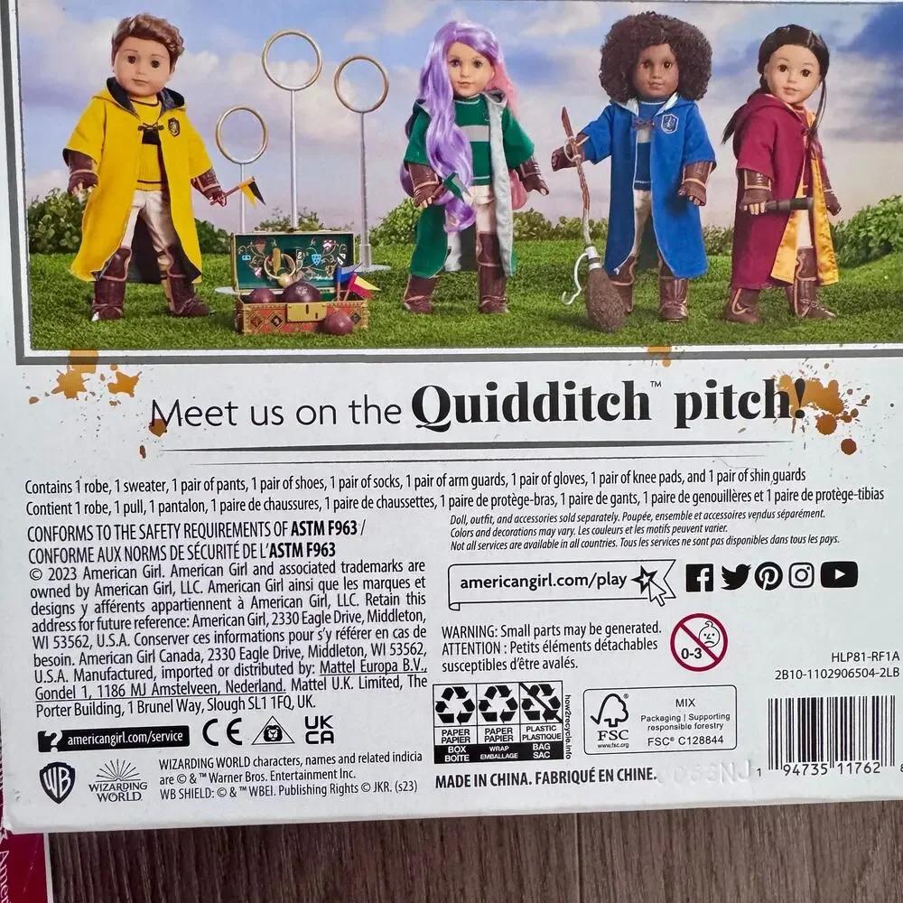 American Girl Hogwarts Harry Potter Slytherin Bundle Quidditch Uniform
